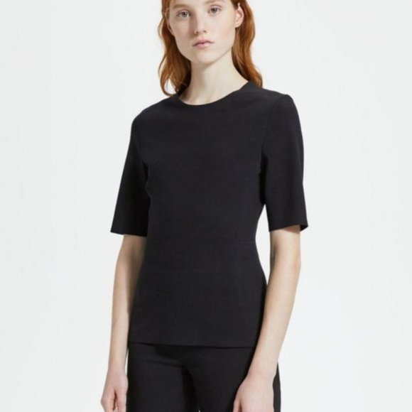 THEORY | BLACK COTTON PONTE FITTED SHELL - Picture 1 of 14